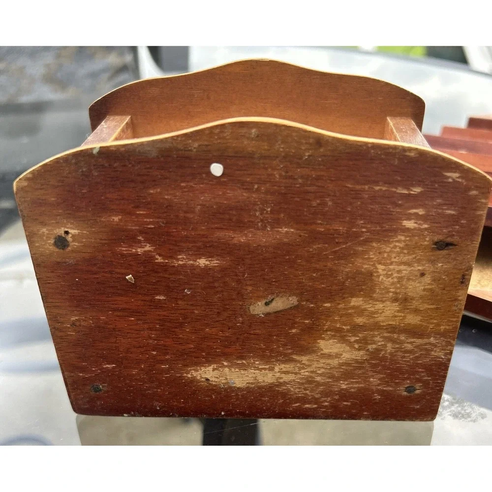 Vintage Mid Century Drawer Coaster Set, Brass / Wood / Cork / Set of 8